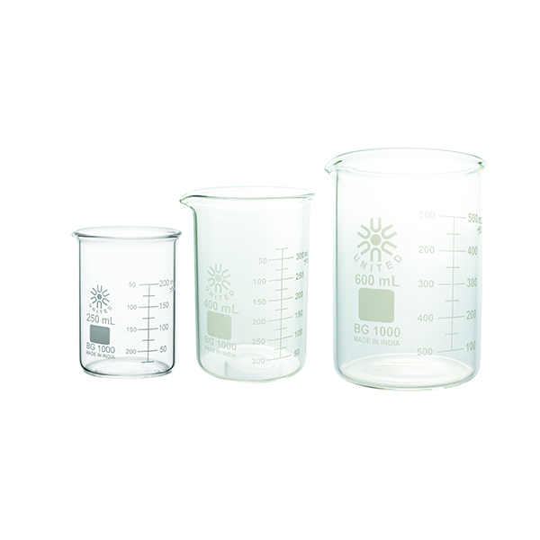 GLASS BEAKER SET OF 3, BOROSILICATE